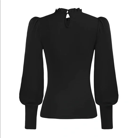 NWT Mock neck lantern sleeve ruched top blouse - Picture 5 of 8